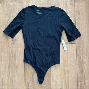 NWT Everlane Black Short Sleeve Crew Neck Thong Bodysuit
